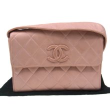 Authentic Chanel Quilted Cc Cross Body Shoulder Bag Leather Pink Vintage Ww18931