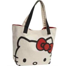Authentic Loungefly Hello Kitty Face Tan Canvas Tote/ Handbag. Sh Fast