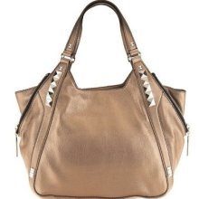 Authentic Oryany Leather Hobo Bag With Stud Detail In Gold - $189.00