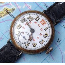 Awesome Unsigned Rolex Marconi Ww1 Trench Watch With Dual Dial Chapters