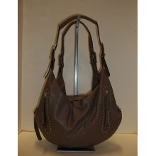 B. Makowsky Taupe Olympia Leather Satchel Handbag
