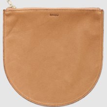 Baggu Leather Pouch Medium M (clutch purse fold over hand bag) Color: Nutmeg - Other Brown - Leather - Small