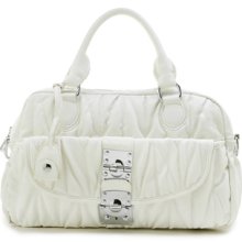 Baginc Hiltonian Coffer Top Handle Bag White