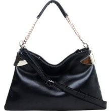 Baginc Lila Leather Tassel Hobo Bag Black