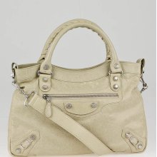 Balenciaga Praline Lambskin Leather Giant 12 Silver Town Bag