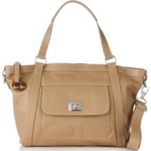 Barr + Barr Pebbled Calfskin Leather Satchel With Pockets Color: Dusty Moss $249