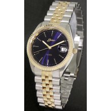 Belair Men Sport wrist watches: Rolex Style 2-Tone Blue Dial a4508t-bl