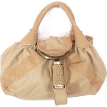 Besso Tan Woven Leather Luxury Italian Handbag Shoulder Bag Purse B19
