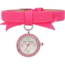 Betsey Johnson Pink Ribbon Bracelet Crystal Bj00110-01 Ladies Woman's Watch