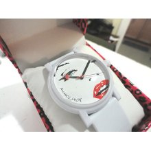 Betsey Johnson White Silicone Marilyn Wink Babe Face Watch Bj00022-12