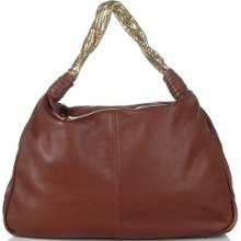 Beverly Feldman Leather Hobo Handbag W/ Mesh Strap