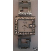 Beyond Crystal Silver Ladies Watch - White Face -