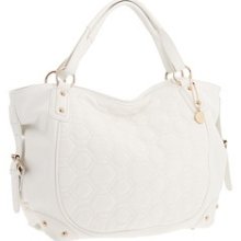 Big Buddha White Leather zeus Handbag Hobo Boho tote Gold Quilted Vegan