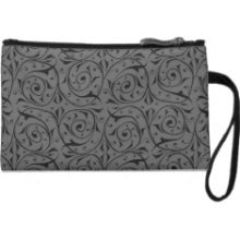 Black and Grey Swirling Vines Pattern Wristlets