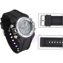 Black Date Alarm Digital Mens Sports Stop Wrist Watch