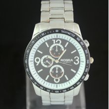 Black Fashion Silver Men's Man Quartz Wristwatch, Sdc