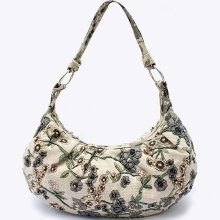 Black NEW Chinese Women's Linen Beaded Handbag Totes Shoulder Bag Makeup Bag 2515-13