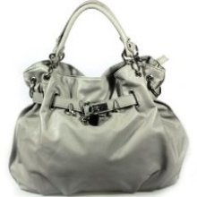 Blancho Bedding [angelia Grey] Grey Double Handle Leatherette Satchel Hobo Hand