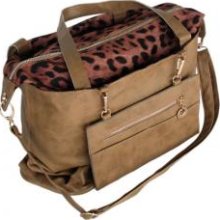 Blancho Bedding DZ003-KHAKI Variety Style Charm Leopard Double Handle Satchel Hobo Handbag with Shoulder Strap
