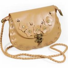Blancho Bedding SY0018-KHAKI Lovely Floral Princess Leatherette Retro Handbag Shoulder Bag Satchel Bag Purse