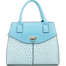 Blue Ladies Handbag Shoulder Bag Mock Croc Faux Leather Design