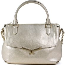 Botkier Leather Valentina Satchel Handbag Platinum Metallic Silver