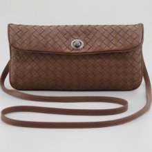 Bottega Veneta Mini Flap Turn-Lock Crossbody Bag, Dark Brown