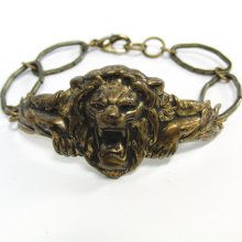 Brass lion head bracelet