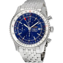 Breitling Navitimer World Blue Dial Stainless Steel Mens Watch A2432212-c651ss