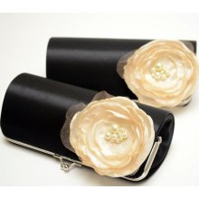 Bridesmaid Clutch Black Clutch - Bridal Clutch Formal Clutch - Tuxedo Clutch Kisslock Snap Petite Cocktail Clutch