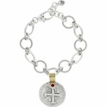 Brighton Devotion Doubloon Bracelet Silver-Red