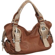 Brown Large ''Mireles'' Croc Trim Hobo