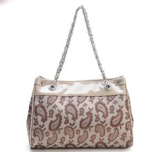 Brown Printed Design Chain Link Strap Shoulder Bag-One-size Brown