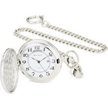 Bucasi Pw1000ss Easy To Read Numbers Silver Tone Chain Pocket Watch