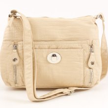 Bueno Washed Mini Crocodile Hobo - Bone- Bone