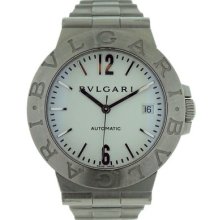 Bulgari Diagono Lcv 38 S Mens Stainless Steel White Dial Automatic Bvlgari Watch