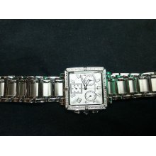 Bulova 96r000 16 Real Diamonds Chrono Ladies Watch White Dial Stainless Steel