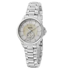 Bulova Ladies Diamond Watch - Stainless Steel - Silver Dial - 32mm 96P111