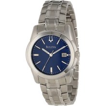 Bulova Men's Blue Dial Silver-tone Bracelet Quartz Watch 96g47