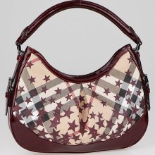 Burberry Berry Nova Stars Printed Coated Canvas Herville Small Hobo Bag