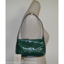 Burberry London Green Patent Leather Small Aston Shoulder Sling Bag Handbag