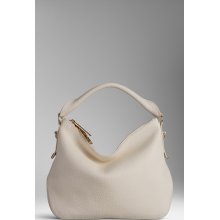 Burberry Small Heritage Grain Leather Hobo Bag