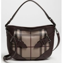 Burberry Smoked Check Hobo Shoulder Handbag $895 Plum