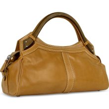 Buti - Buti Faux Wooden Handle Leather Satchel Bag