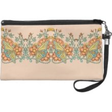 Butterfly Garden with Flowers and Vines Purse Wristlet
