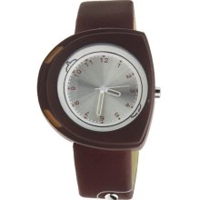 Caite Unique Design Leather Band Women's Sports Wrist Watch - Metal - Brown