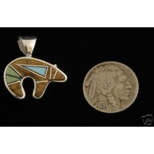 Calvin Begay Multi-stone Reversible Bear Pendant D