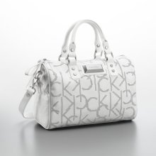 Calvin Klein audrey perforated ck logo satchel one size. White