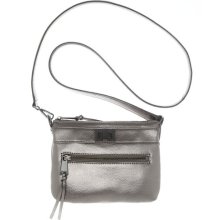 Calvin Klein Handbag Nappa Valley Leather Crossbody Purse Bag Pewter Grey