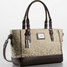 Calvin Klein Logo Jacquard City Shopper Tote Carryall Natural style no.36011552 - Jacquard - Other Beige - Large